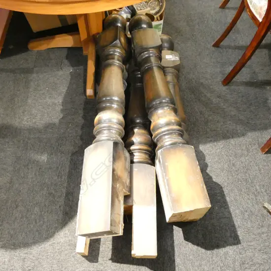 5 LARGE WOODEN STAIR NEWEL POSTS H. 1100MM