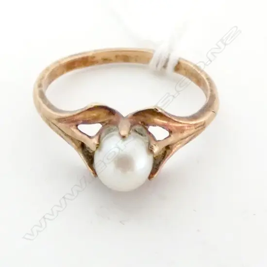 9CT ROSE GOLD & PEARL VINTAGE RING 