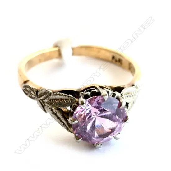 9CT GOLD & PINK STONE (CZ) ?  RING.