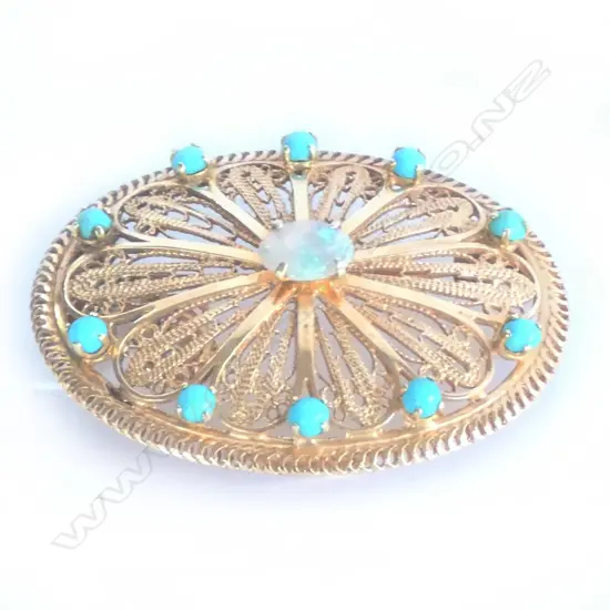 14CT GOLD OPAL PENDANT/BROOCH 12.95gm (ww)