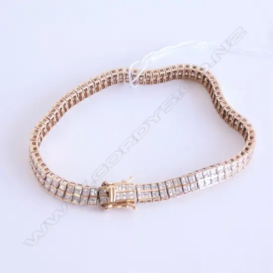 14CT GOLD AND CZ DOUBLE TENNIS BRACELET