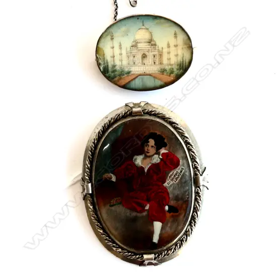 TWO STERLING SILVER BROOCHES; TAJ MAHAL & THE RED BOY