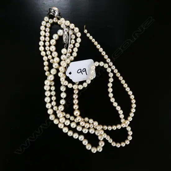 2  STRANDS CULTURED PEARS & ONE STRAND SIMULATED