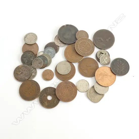 Bag old coins, some silver, about 40