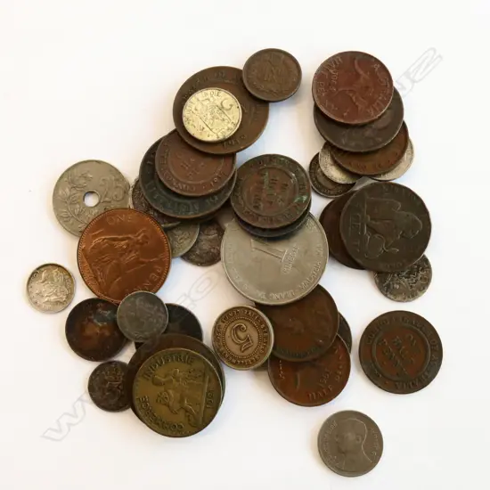 Bag old coins, some silver, about 40