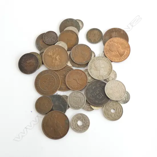 Bag old coins, some silver, about 40