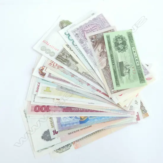 world banknotes , all brand new  - 1940s -1990s, includes British armed forces notes - abt 45 notes