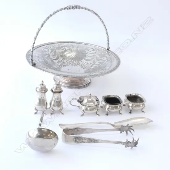 SILVER PLATE DISH & OTHER ASSORTED EP ITEMS
