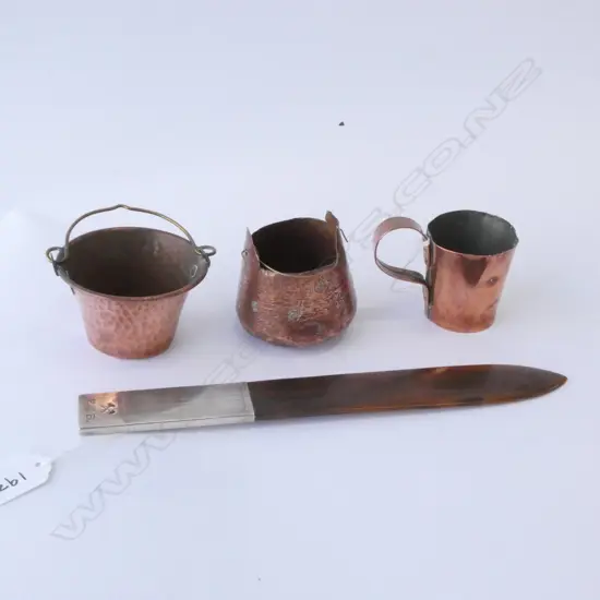 800 SILVER PAPER KNIFE L. 245MM + 3 COPPER PCES