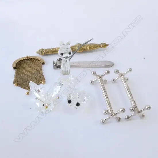 3 CRYSTAL ANIMALS CAT SWAROVSKI + 5 ASST