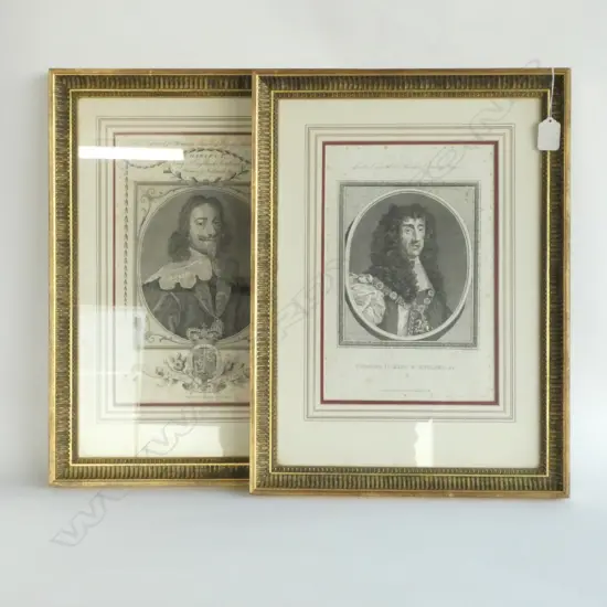 PR ENGRAVINGS KING CHARLES I & II 290 X 195MM