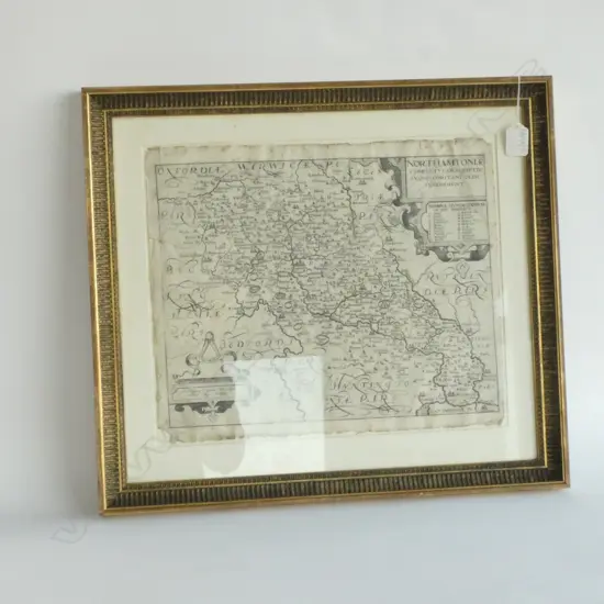 C. 1600 KING CHARLES ERA MAP OF NORTHAMPTONSHIRE 320 X 385MM