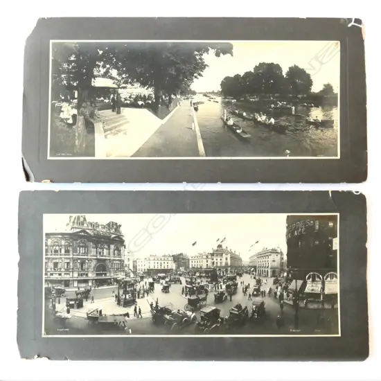 TWO LARGE OLD BLACK & WHITE PHOTOS; PICCADILLY CIRCUS & TAGGS ISLAND, THAMES, H. 570 X 330MM