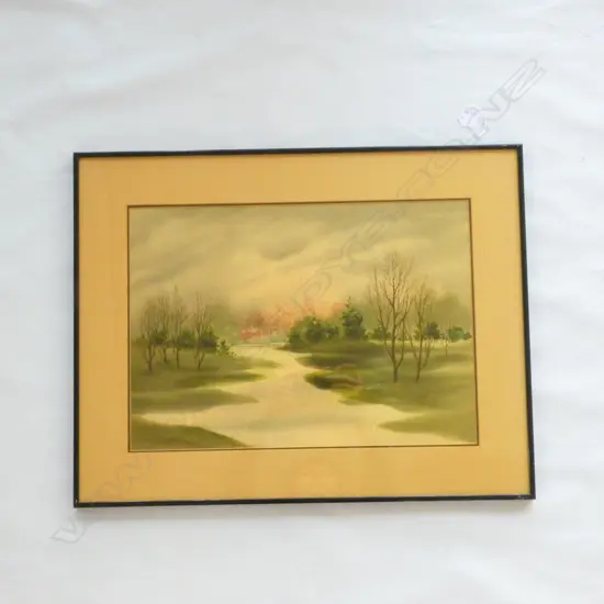 FRAMED ACRYLIC ON 50% COTTON BLOSSOM TREES, 480 X 355MM