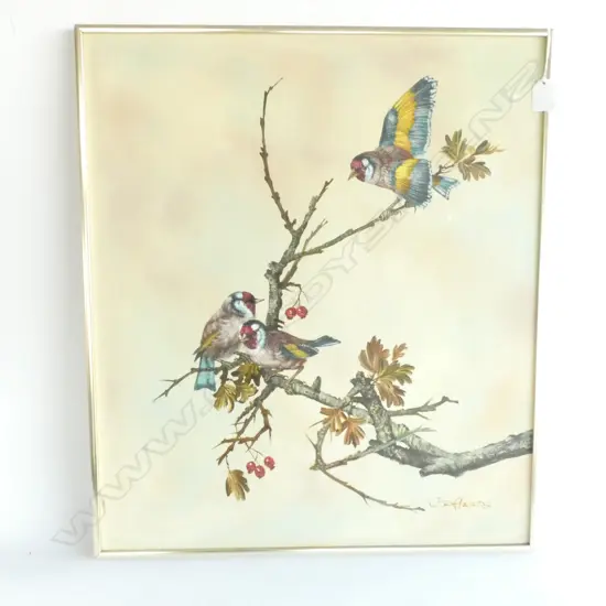 FRAMED OIL ON BOARD G. ZEFTAKZS(?) BIRD PAINTING , 580 X 510MM