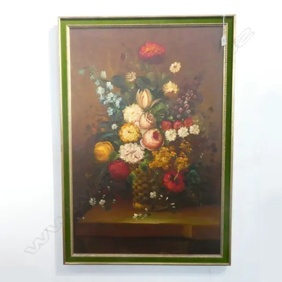 LG FRAMED STILL LIFE FLOWER OIL ON CANVAS, 900 X 540MM