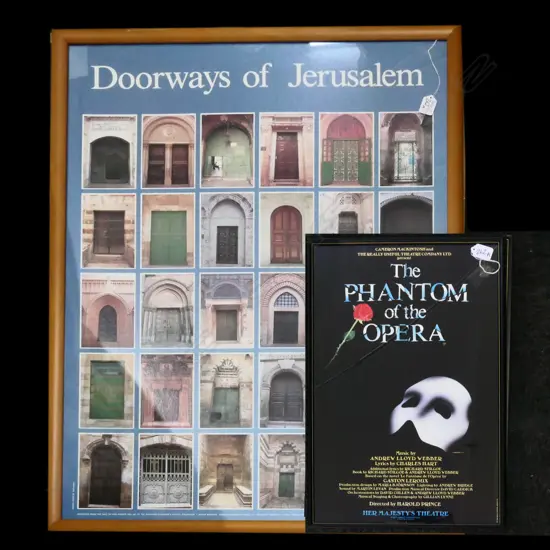 FRAMED PRINT DOORWAYS OF JERUSALEM +1986 SEASON PHANTOM OF THE OPERA PRINT 960 X 710 MM