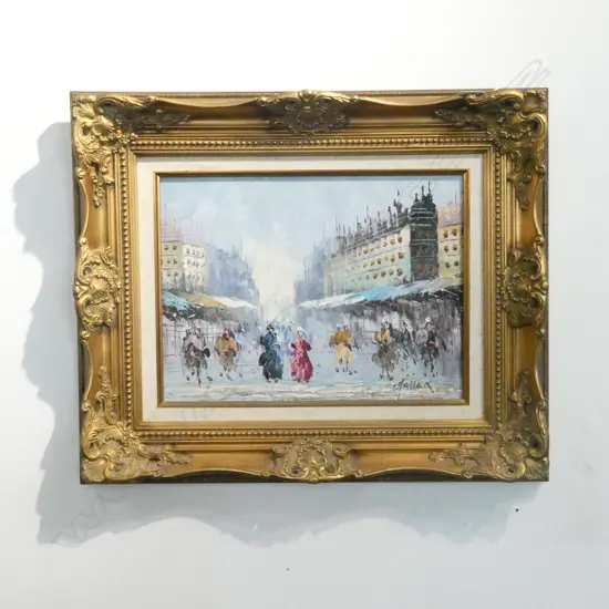 GILT FRAMED OIL ON BOARD 'HOMER' 'STREET SCENE', 400 X 300MM