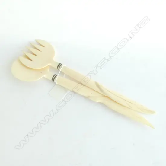 PAIR IVORY SALAD SERVERS
