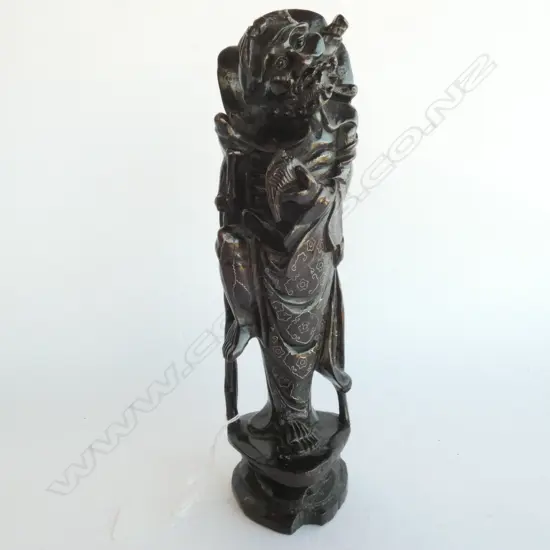 CARVED POLISHED WOODEN ORIENTAL MAN, H. 280MM