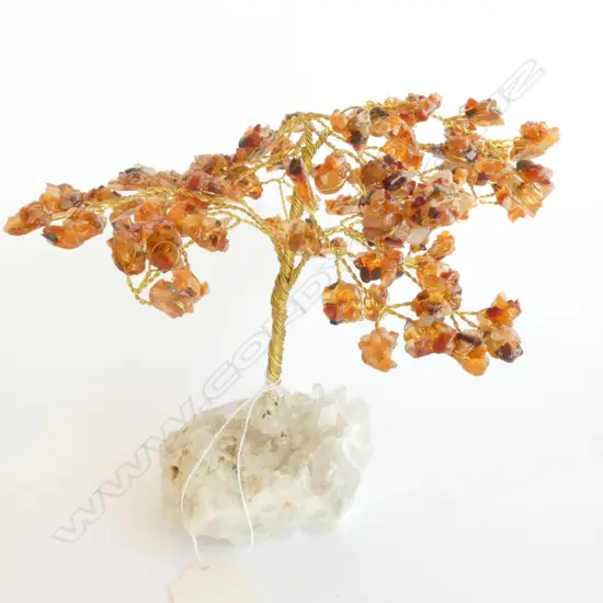 GEM TREE ON QUARTZ CRYSTAL BASE,  H. 140MM
