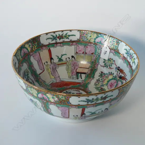 LGE CHINESE FAMILLE ROSE BOWL, DIA. 305mm