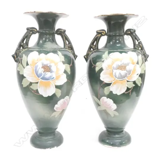 PR LARGE VICTORIAN HANDPAINTED VASES H. 450MM
