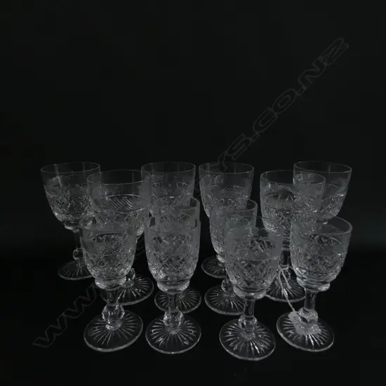 6 SMALL TUDOR CRYSTAL WINE GLASSES H. 145MM + 6 PORT 