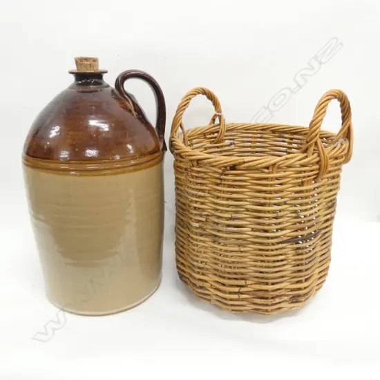 LARGE DEMIJOHN IN CANE BASKET H. 440MM