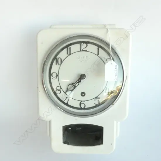 SMITHS ENFIELD ENAMEL WALL CLOCK, C1950'S H. 270MM