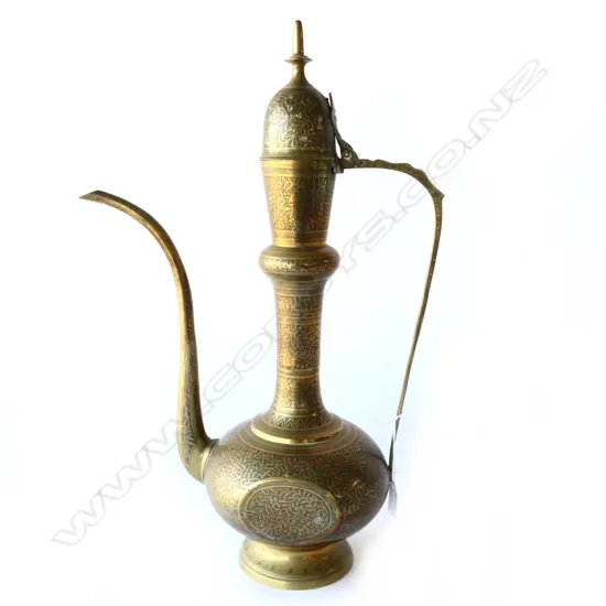 MIDDLE EASTERN ETCHED COFFEE POT (DALLAH), H. 525MM