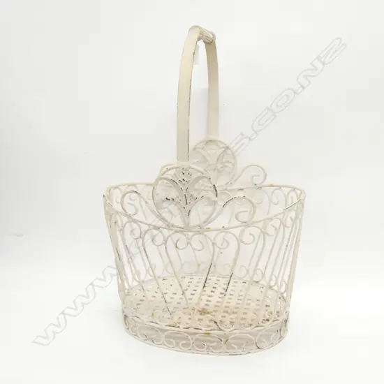 WHITE METAL BASKET H. 530MM