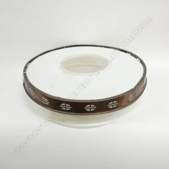 LARGE BRASS & MILK GLASS LIGHT SHADE 405MM DIA