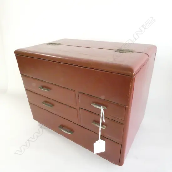 JAPANESE VINTAGE RED LACQUER SEWING CHEST W.290mm