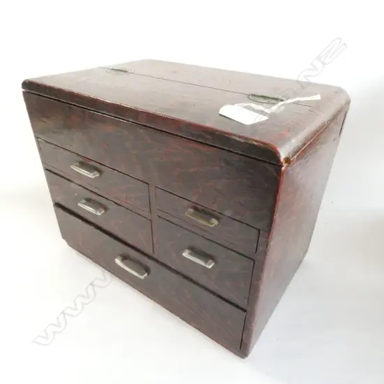 VINTAGE JAPANESE SERVING CABINET. RED & BLACK LAQUER