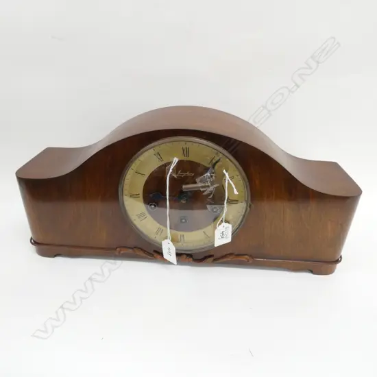 MAHOGANY JUNGHAMS MANTLE CLOCK L 450 MM