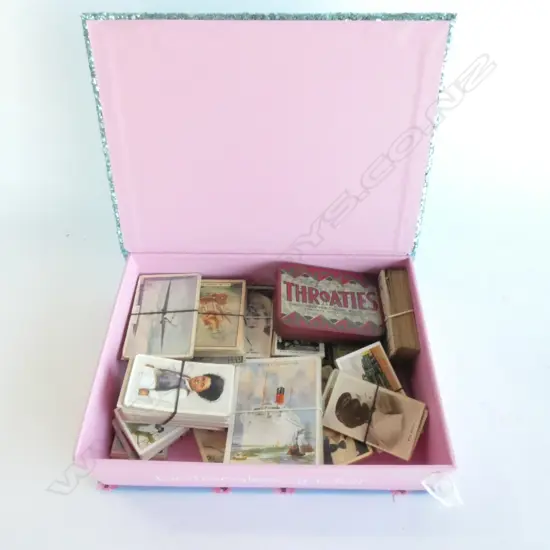 BOX ASST. CIGARETTE CARDS / ASST. WORLD COINS