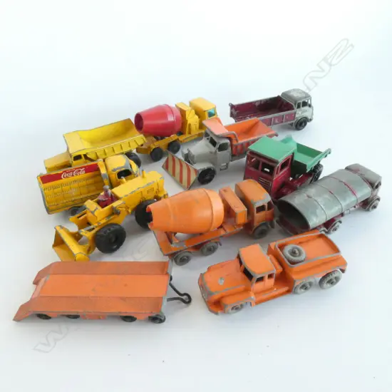 10 LESNEY TOY CONSTRUCTION VEHICLES INCL. RARE COKE 'KARRIER BANTAM' + 1 OTHER