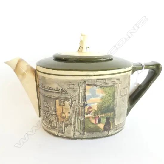 ROYAL DOULTON SERIES WARE TEAPOT, BLACK CAT IN DOORWAY, H. 155MM