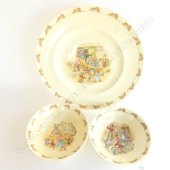 ROYAL DOULTON BUNNYKINS LG PLATE (DIA. 270MM) & 2 BOWLS (DIA. 145MM)