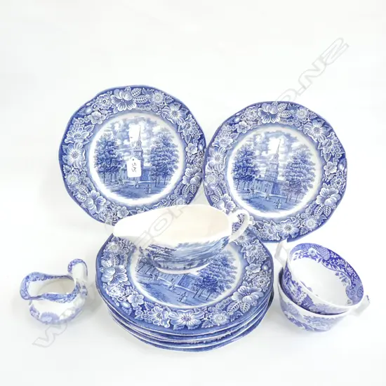 7 LIBERTY B/W PLATES + 2 CUPS & 2 JUGS