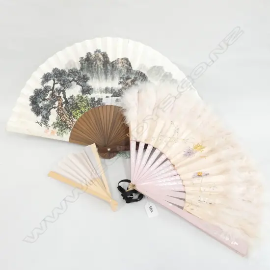 THREE ORIENTAL FANS