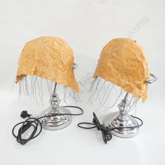 PR OF PAPIER MACHE BANKERS LAMPS