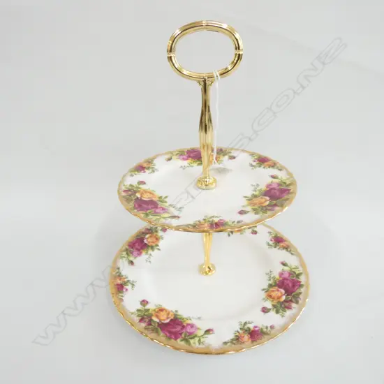 ROYAL ALBERT OLD COUNTRY ROSES 2 TIER CAKE STAND