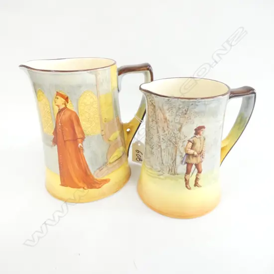 2 R/DOULTON JUGS 'WOLSEY' H. 145MM HANDLE AF & 'ORLANDO' 
