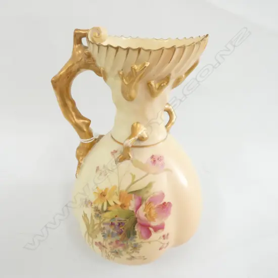 ROYAL WORCESTER CORAL HANDLED BLUSH JUG H. 190MM