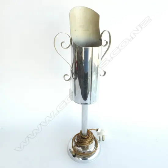 CHROME ART DECO TABLE LAMP, H. 430MM