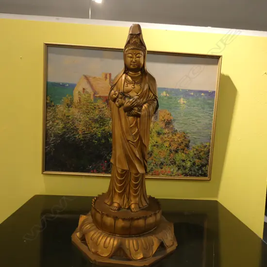 RESIN BUDDHA & CHILD ORIENTAL STATUE H. 580MM