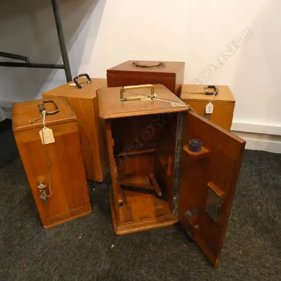 5 OLD MICROSCOPE BOXES 