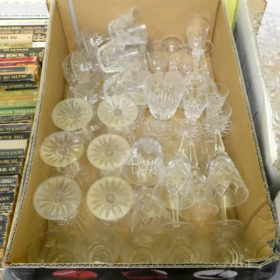 BOX LOT ASST. SETS OF CRYSTAL GLASSES 